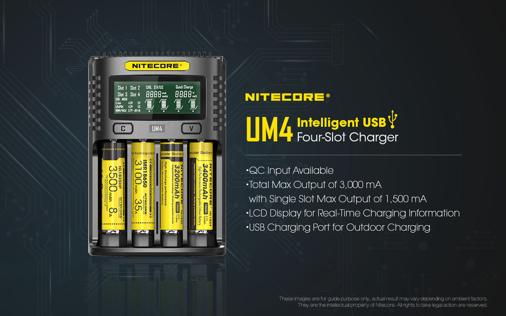 Nitecore UM4 4-Slot Intelligent USB Battery Charger