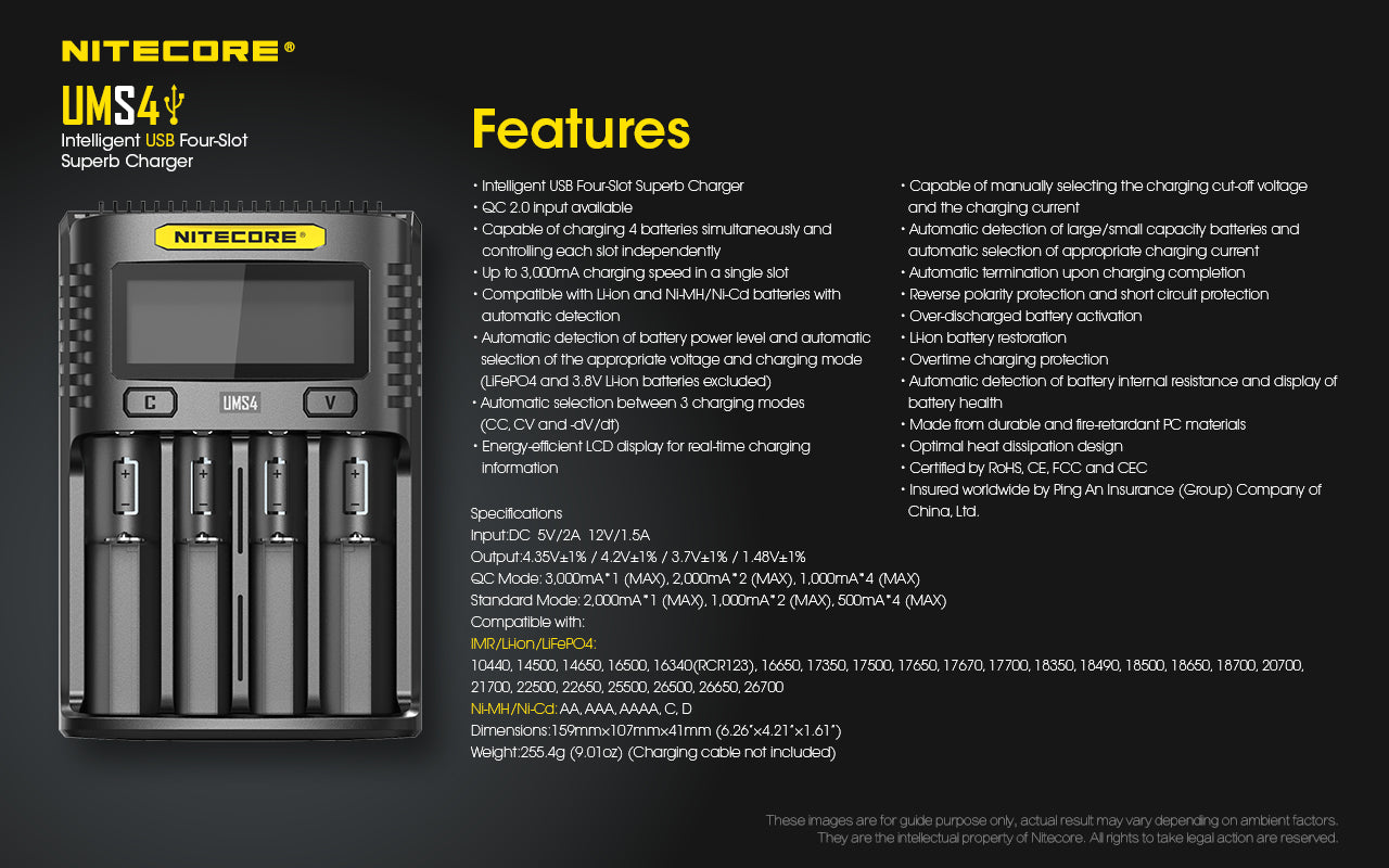 Nitecore UMS4 4-Slot USB Charger
