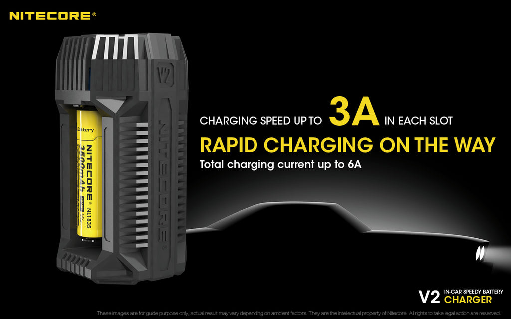 Nitecore In-Car Charger For 2X Battery, 2X USB Output