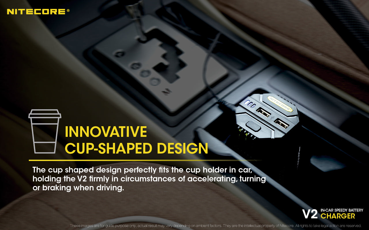Nitecore In-Car Charger For 2X Battery, 2X USB Output