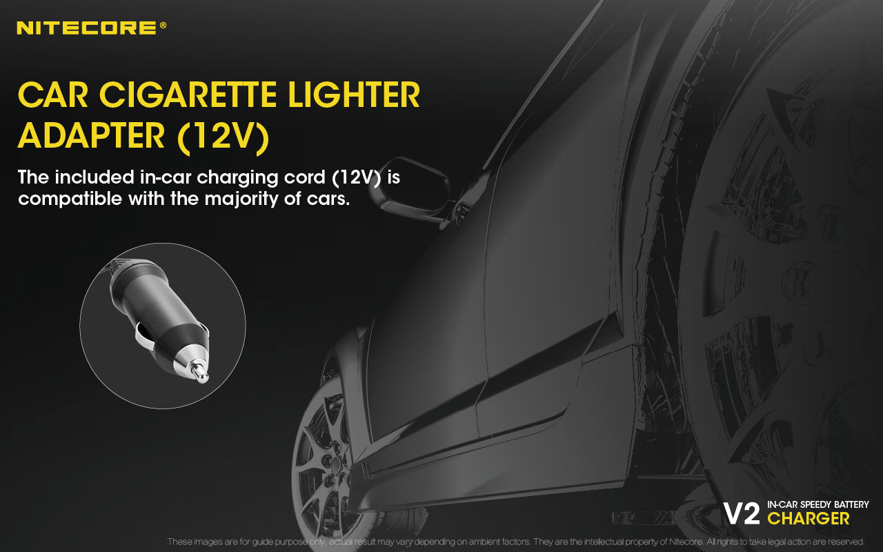 Nitecore In-Car Charger For 2X Battery, 2X USB Output