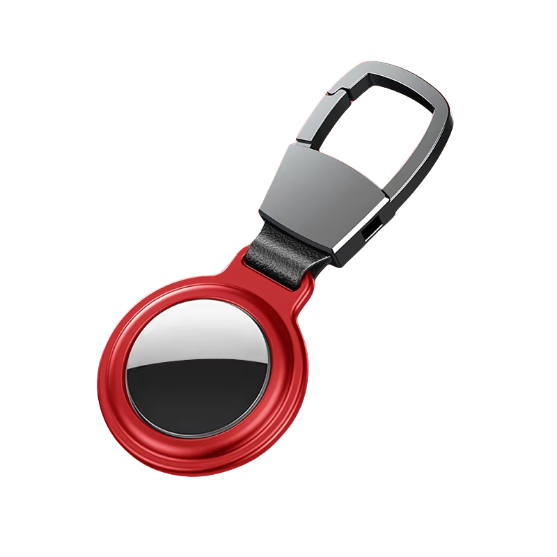 For AirTag Magnetic Metal Cover with Keychain (Red)