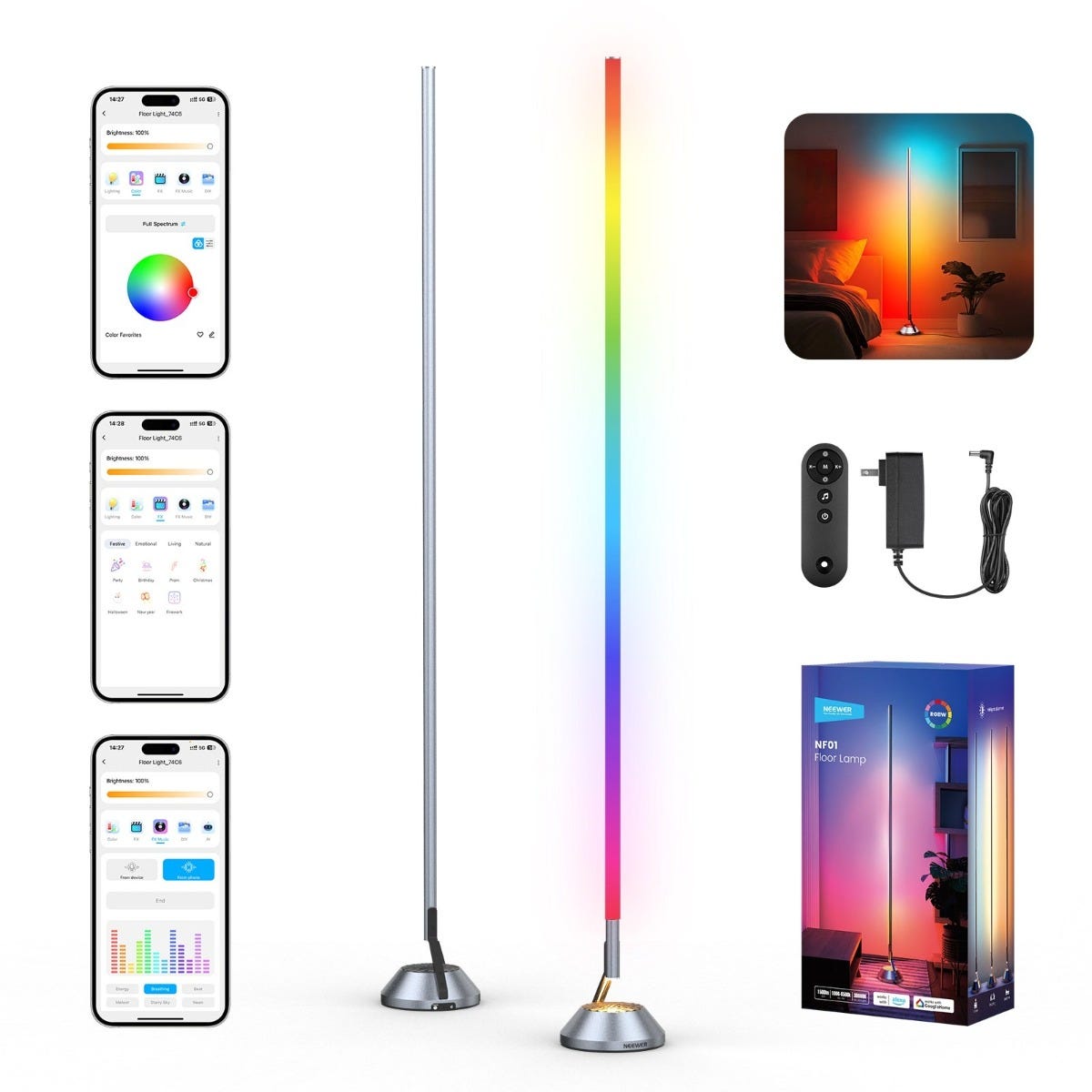 NEEWER NF01 Smart LED Floor Lamp with Voice Control