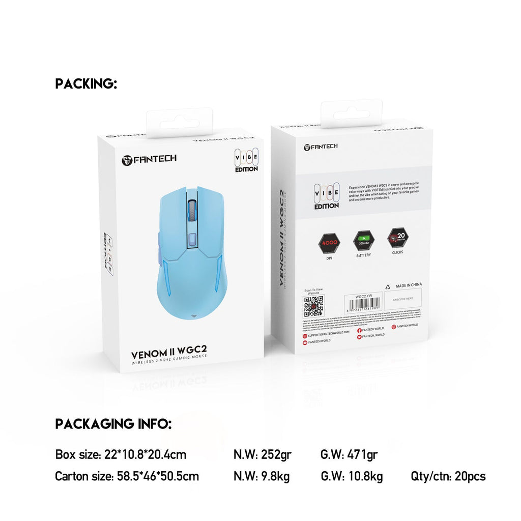 Fantech VENOM II WGC2 Wireless Gaming Mouse (Blue)