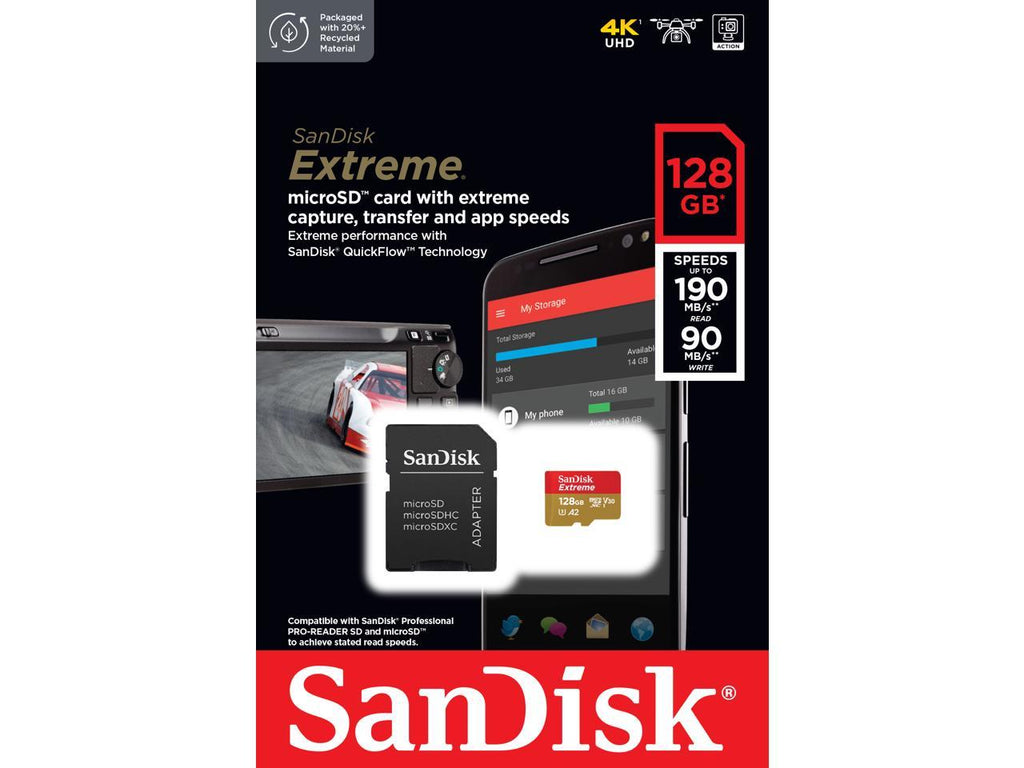 SanDisk Extreme MicroSDXC 128GB 190MB/s Memory Card 