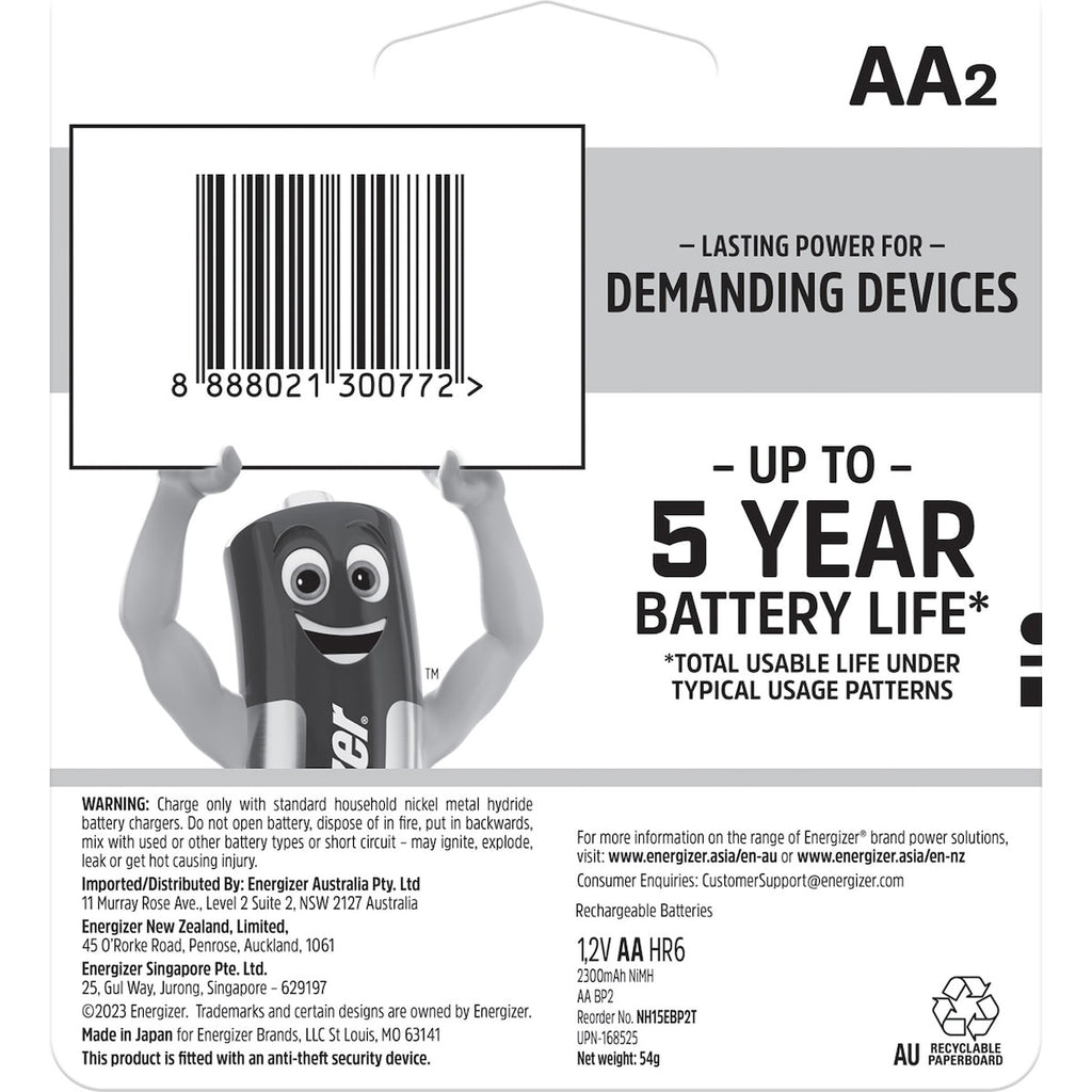 Energizer Recharge AA Batteries (2 Pack)