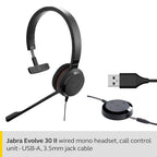 Jabra Evolve 30 II MS USB-C/A Mono Corded Headset