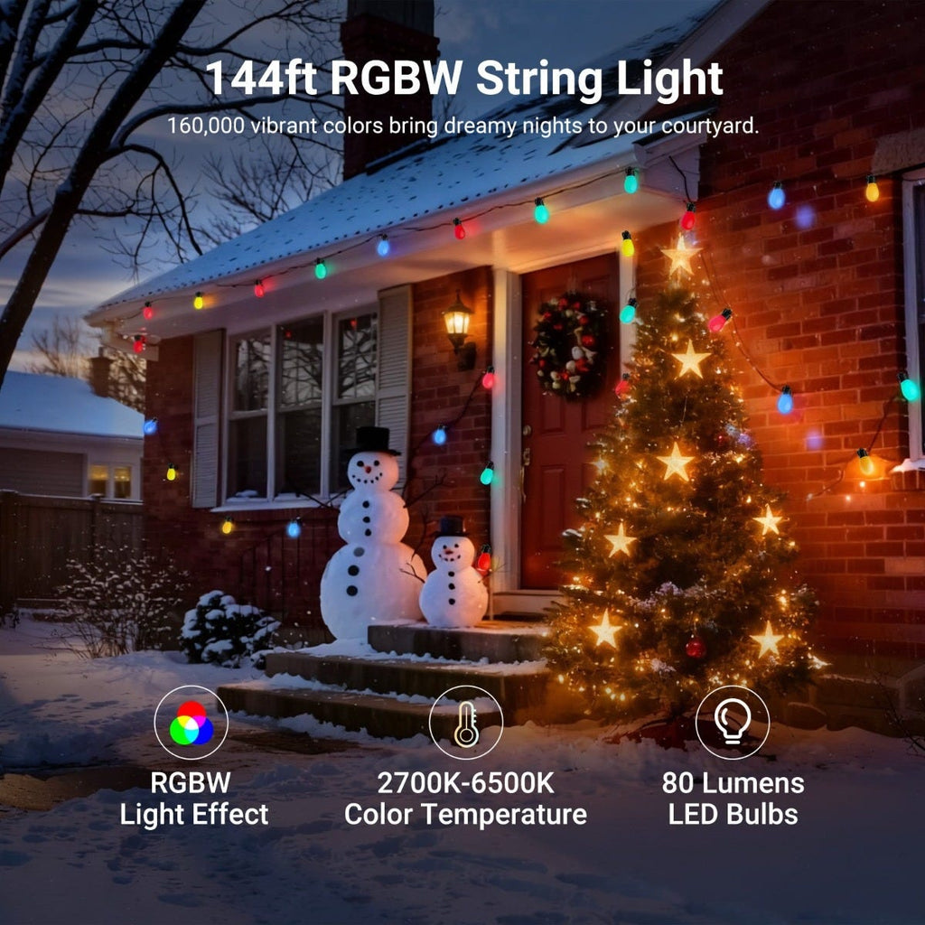 NEEWER 45m Smart RGB LED Outdoor String Lights