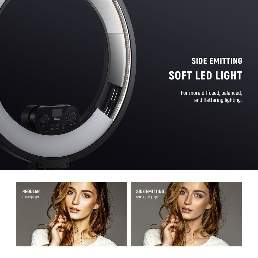 NEEWER RL45B Edge Lit Soft Ring Light with Phone Holder and Light Stand