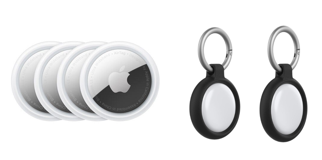 Apple AirTag 4 Pack with 2x OtterBox Sleek Case (Black)
