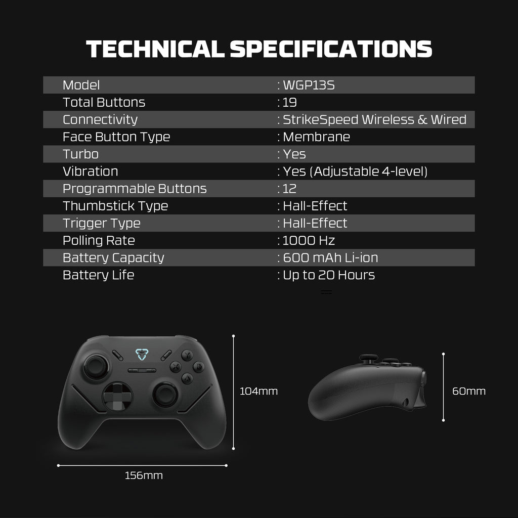 Fantech SHOOTER III WGP13S HE Wireless Multi Platform Gaming Controller (Black)