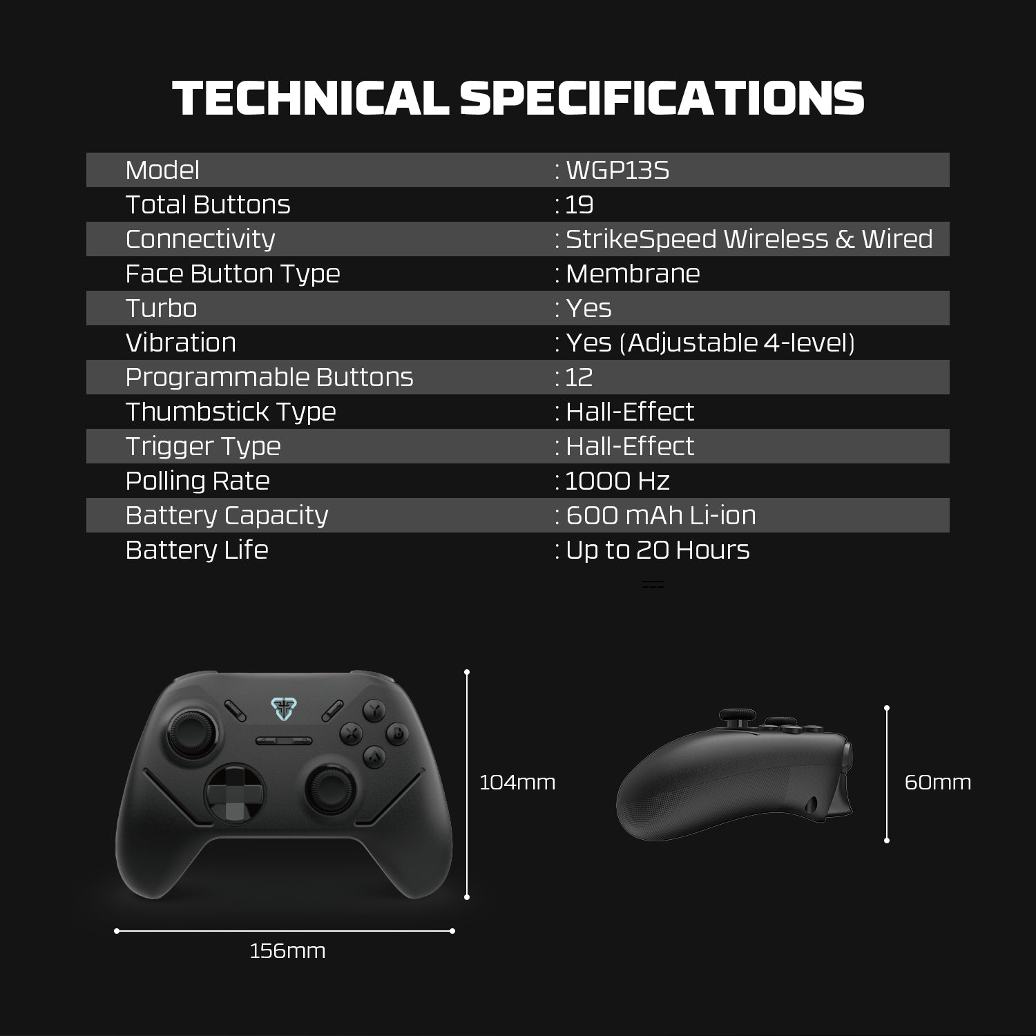 Fantech SHOOTER III WGP13S HE Wireless Multi Platform Gaming Controller (Black)