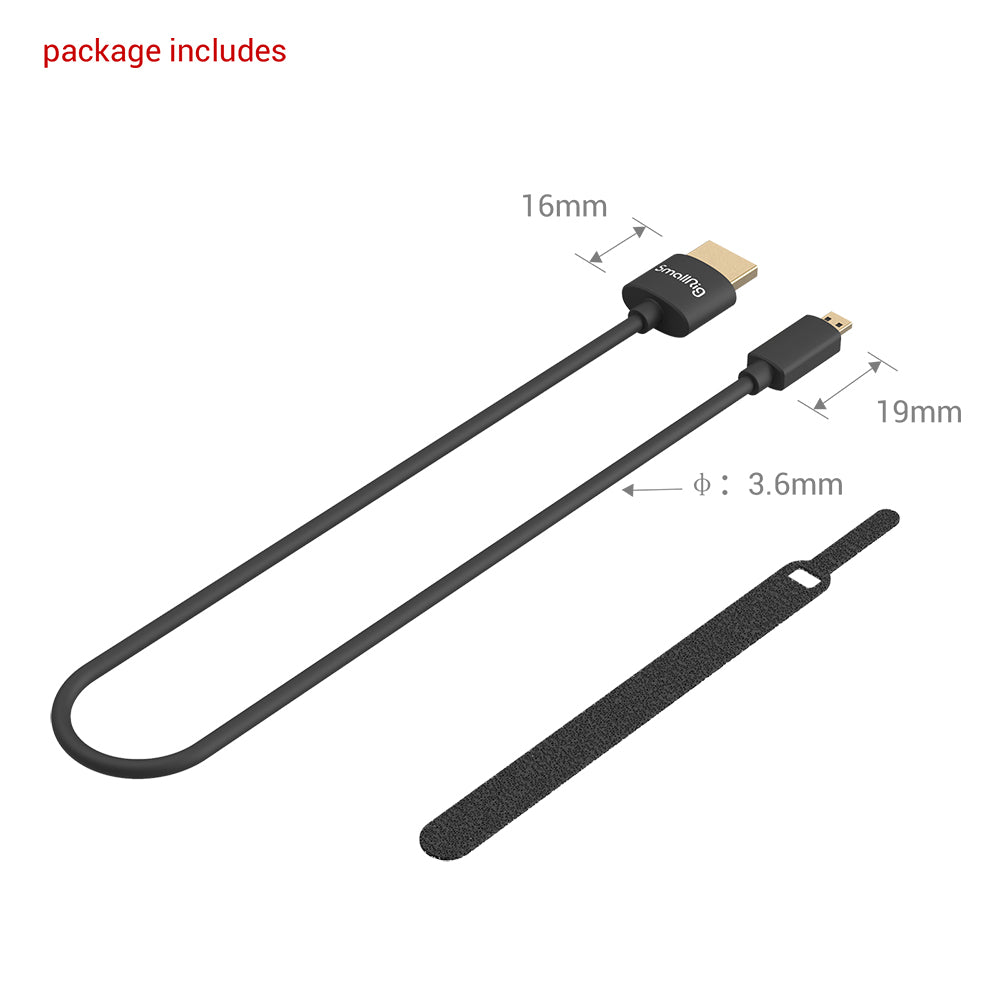 SmallRig Ultra Slim 4K HDMI Cable (D to A) 55cm 3043
