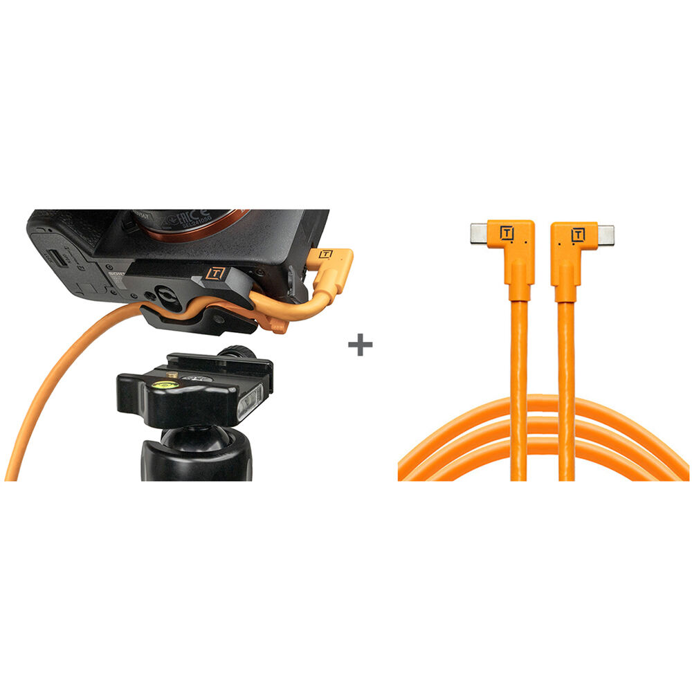 Tether Tools Tetherguard Leverlock Plate + USB-C 4.6m Orange R/Angle/R to Angle Org