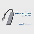 Bonelk 15cm Long-Life USB-C to USB-A Adapter (Space Grey)