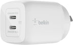 Belkin BoostCharge Pro 65W Dual USB-C GaN Wall Charger with PPS and PD (White)