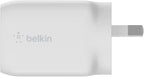 Belkin BoostCharge Pro 65W Dual USB-C GaN Wall Charger with PPS and PD (White)