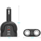 Mbeat Gorilla Power Four Port USB-C & QC 3.0 Car Charger with Cigar Lighter Splitter