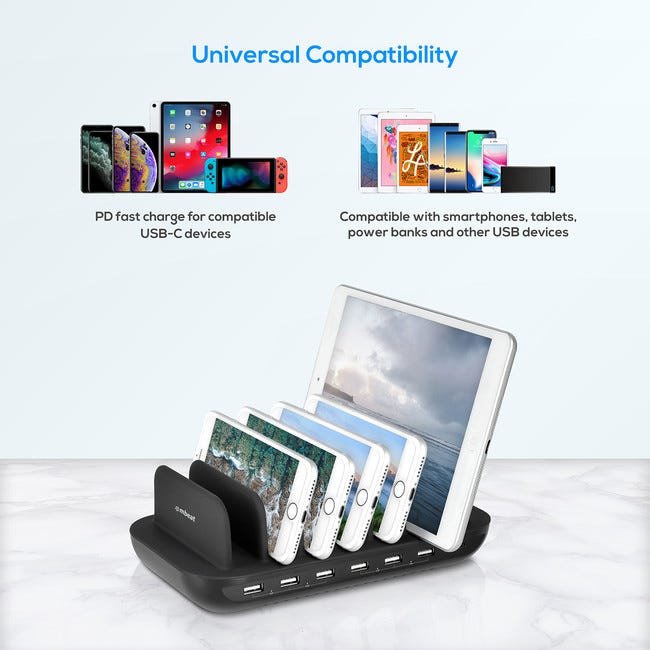 Mbeat Gorilla Power 60W 7 Port USB-C & USB Charging Station