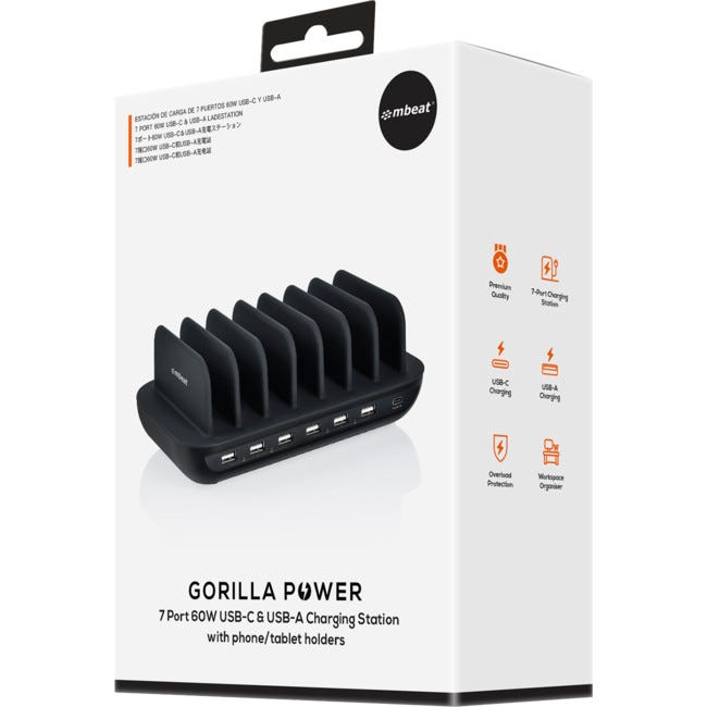 Mbeat Gorilla Power 60W 7 Port USB-C & USB Charging Station