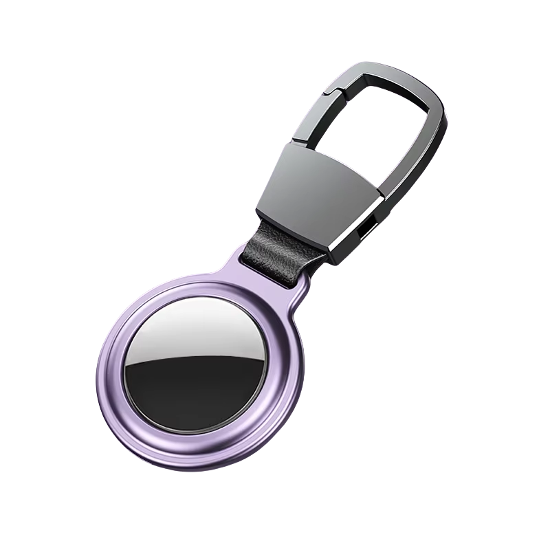 For AirTag Magnetic Metal Cover with Keychain (Purple)