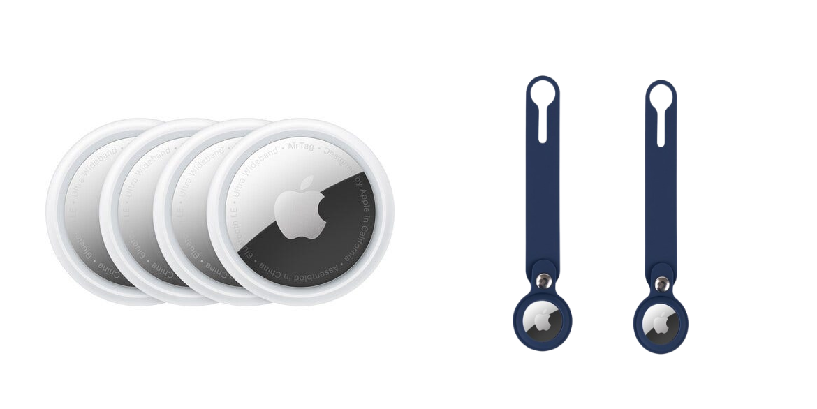 Apple AirTag 4 Pack with 2x Silicone Cover Loop (Navy)