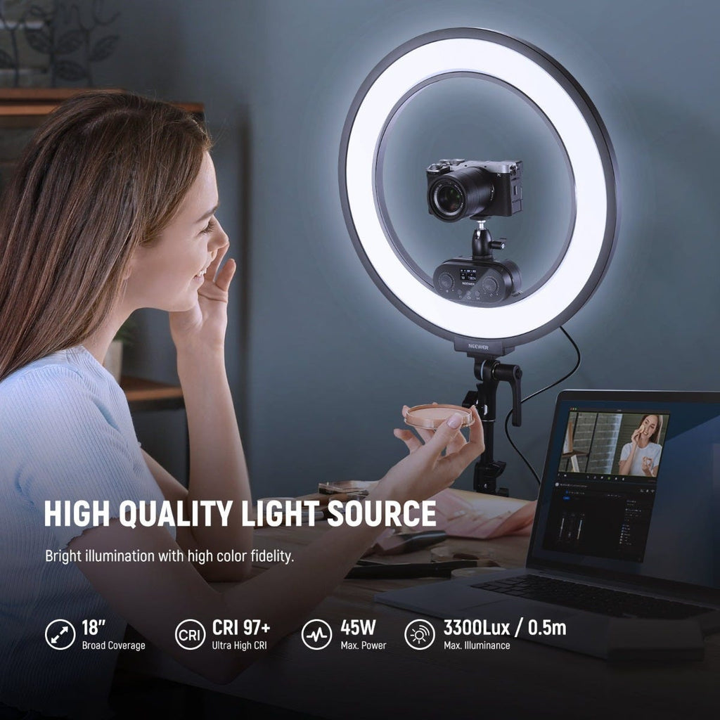 NEEWER RL45B Edge Lit Soft Ring Light with Phone Holder and Light Stand