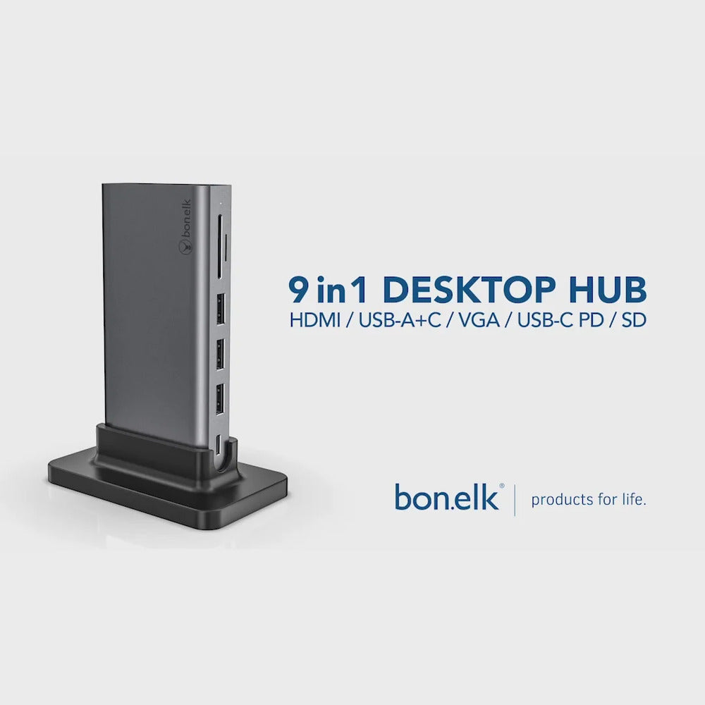 Bonelk Desktop Series 9 in 1 USB-C Multiport Hub (Space Grey)