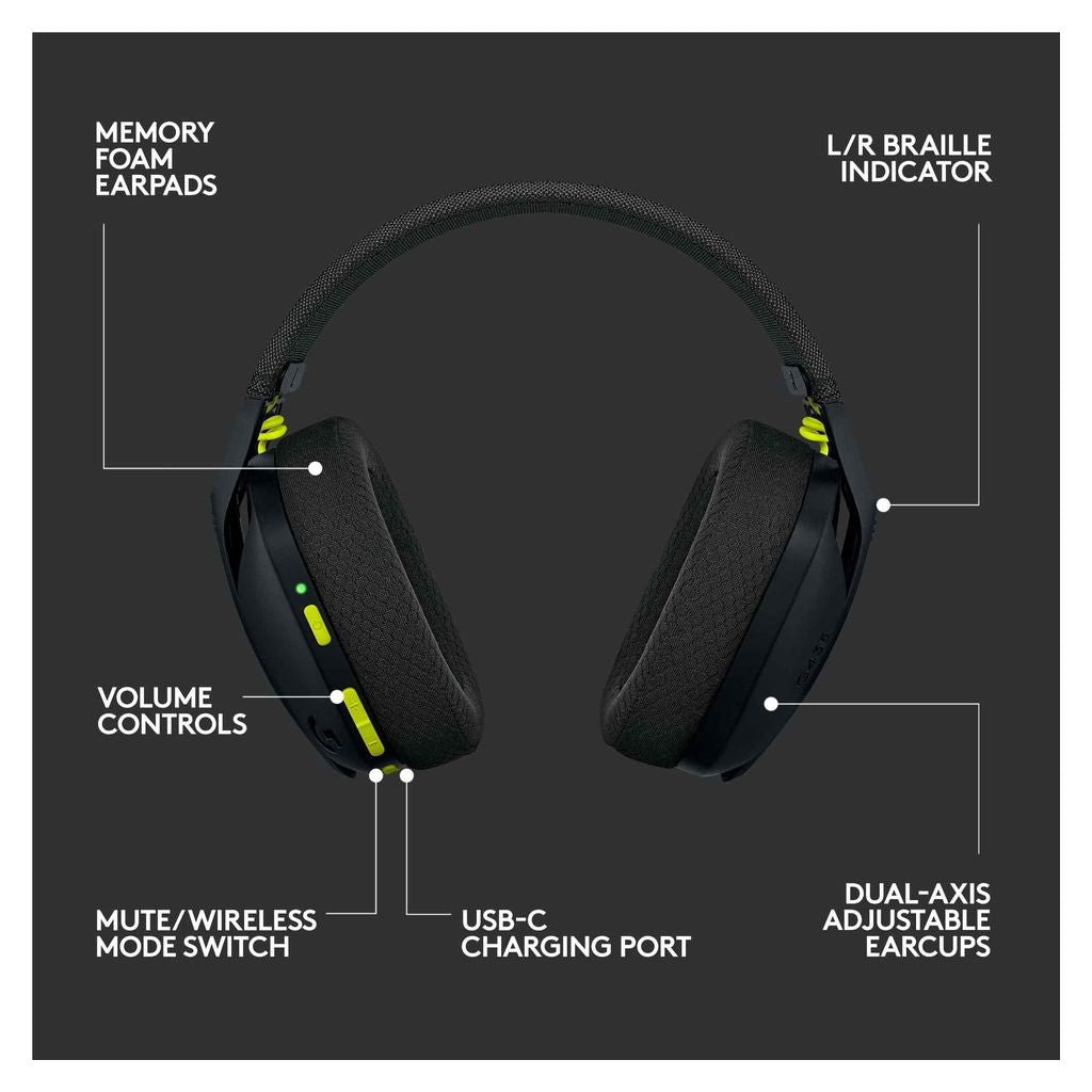 Open Box - Logitech G435 LIGHTSPEED Wireless Gaming Headset - Black