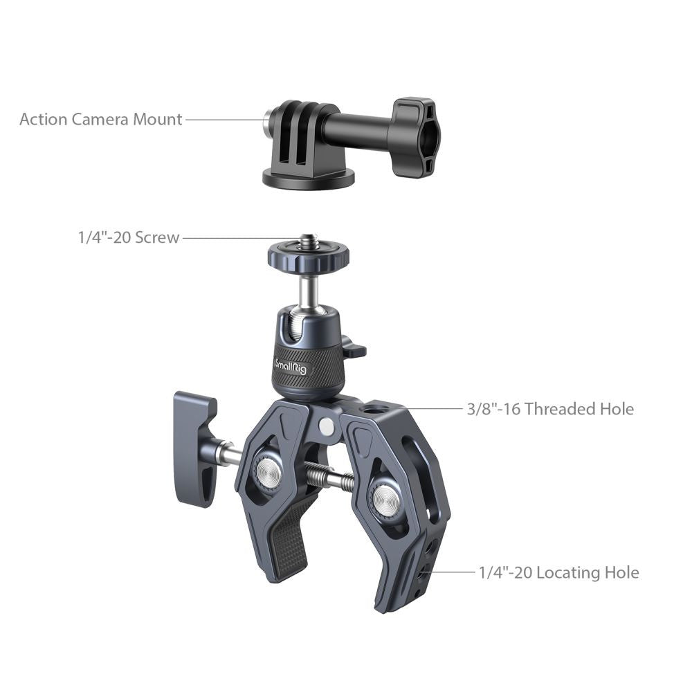 SmallRig Super Clamp with 360 Degree Ball Head Mount for Action Cameras