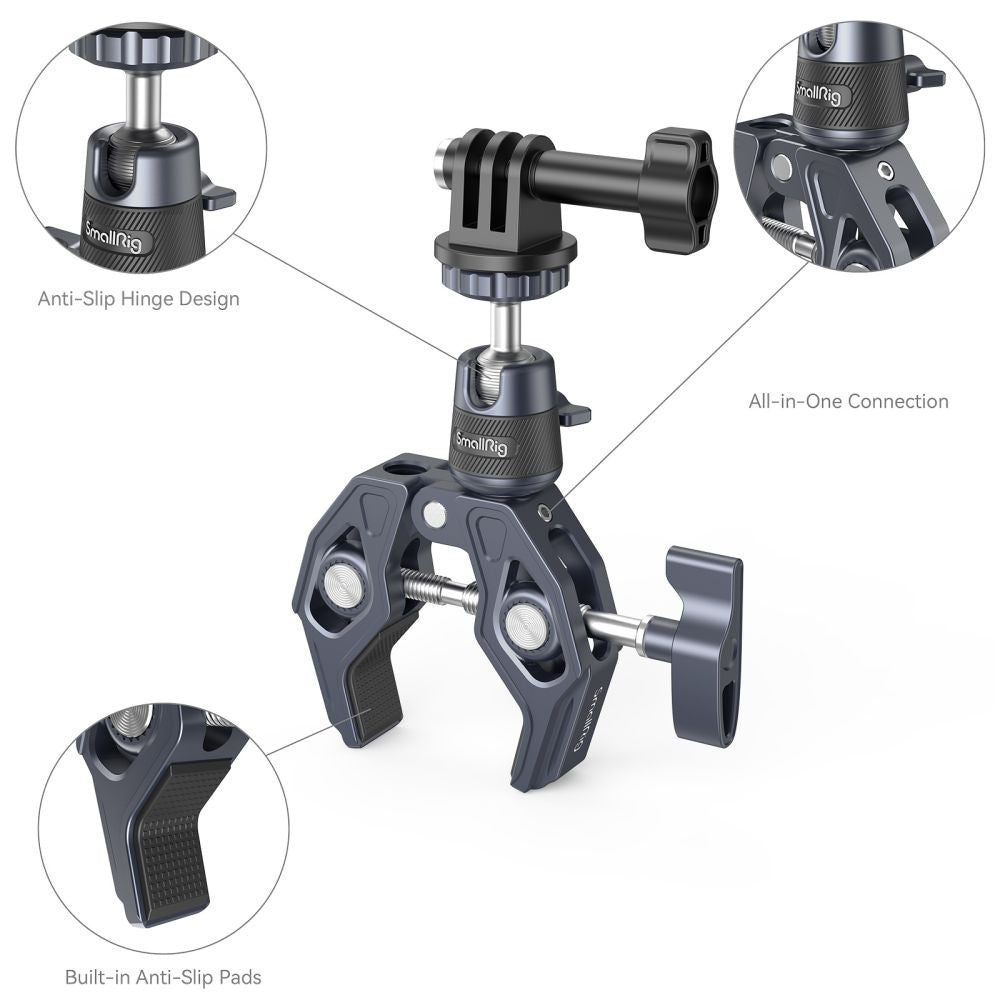 SmallRig Super Clamp with 360 Degree Ball Head Mount for Action Cameras