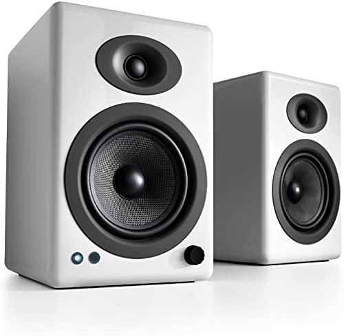 Audioengine A5+ Wireless Bookshelf Speakers with DS2 Speaker Stands (White)