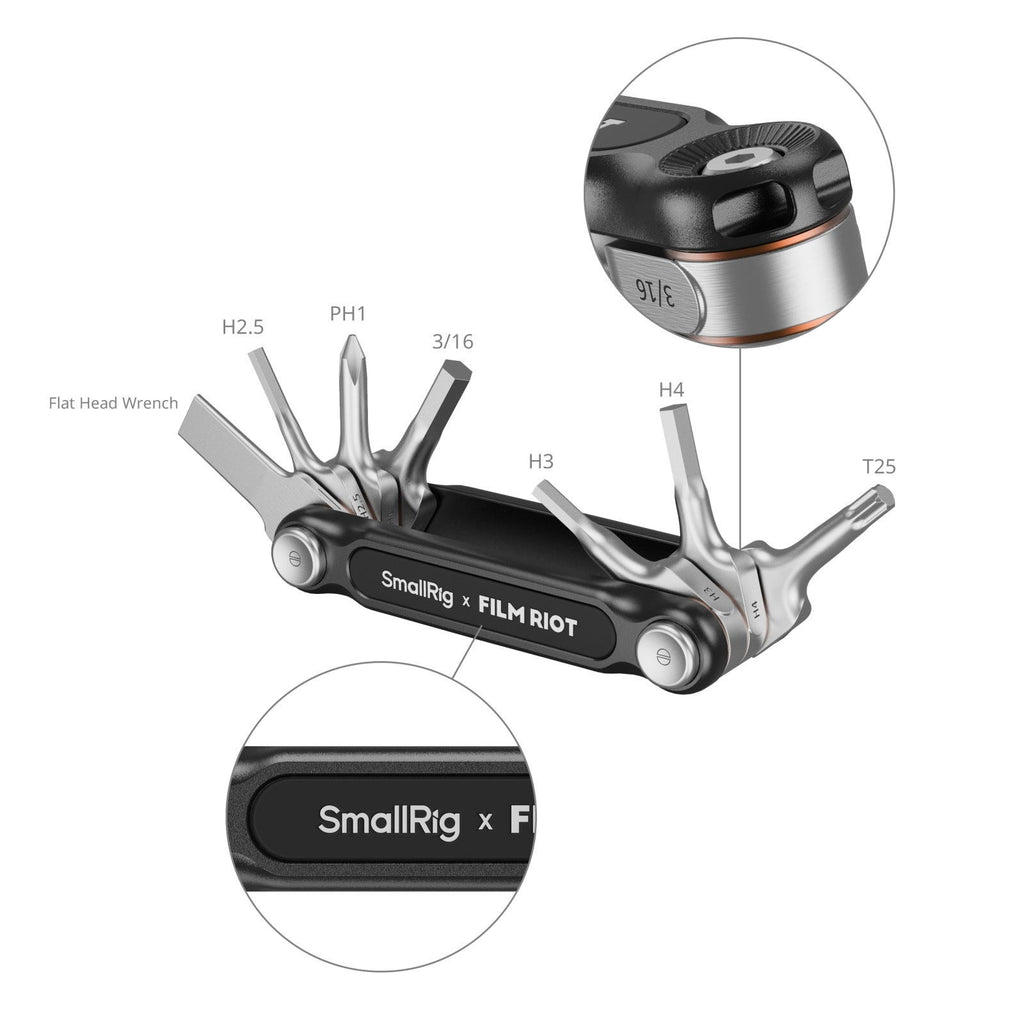  SmallRig x FILM RIOT 7-in-1 Folding Wrench Set with Multi Angle - Red 
