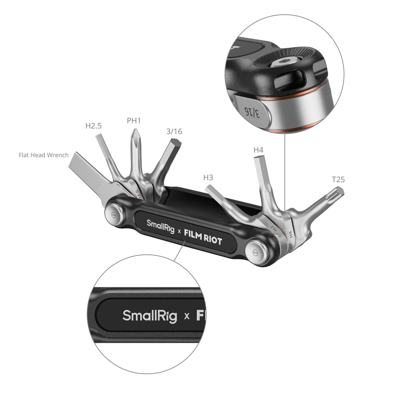  SmallRig x FILM RIOT 7-in-1 Folding Wrench Set with Multi Angle - Red 
