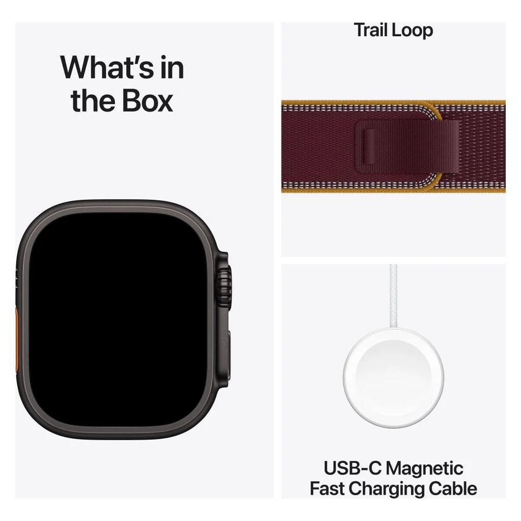 Apple Watch Ultra 4 49mm Black Titanium GPS + Cellular Burgundy Trail Loop (S/M)