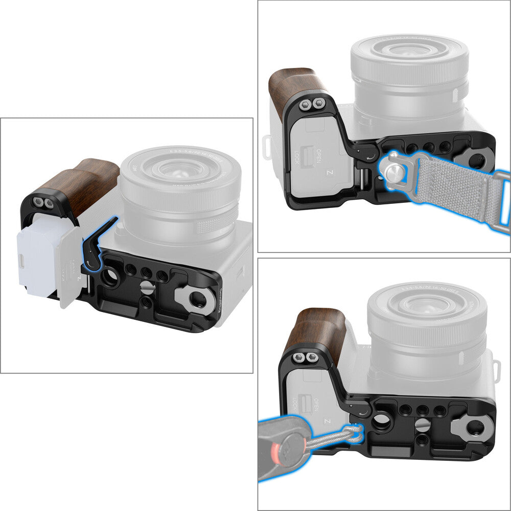 SmallRig L-Shape Mount Plate with Wooden Handle for Sony ZV-E10 II 4864 