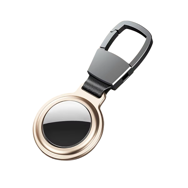 For AirTag Magnetic Metal Cover with Keychain (Gold)