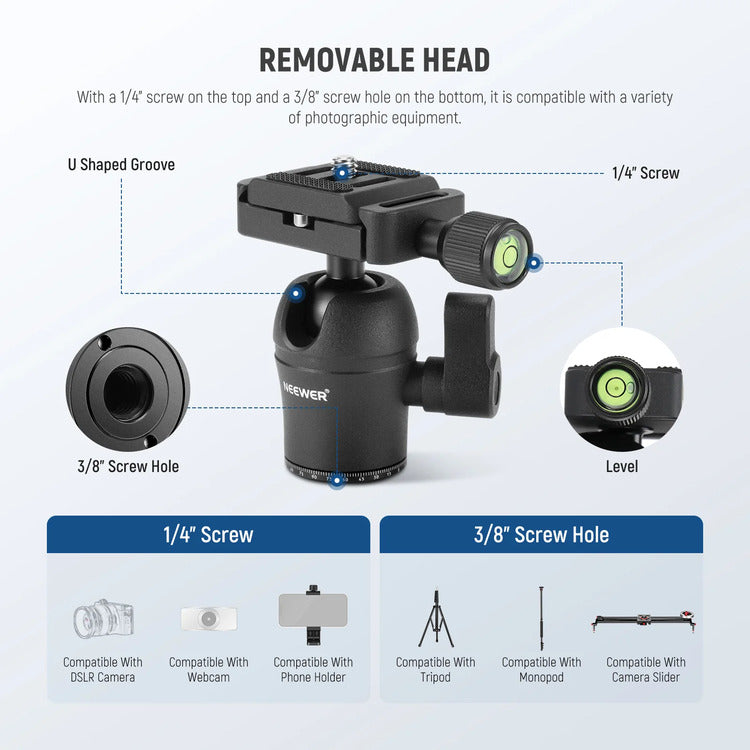NEEWER TP09 Mini Carbon Fiber Tripod with Ball Head