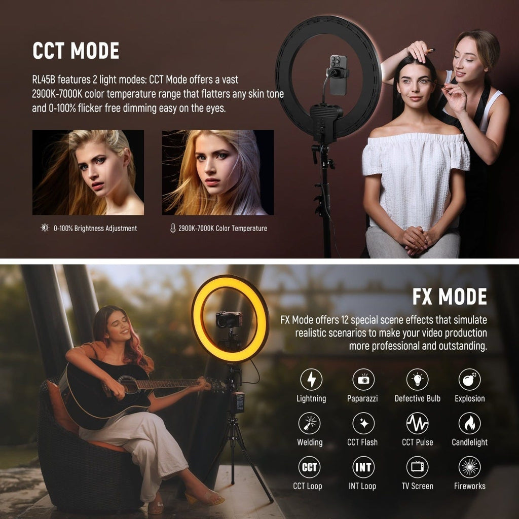 NEEWER RL45B Edge Lit Soft Ring Light with Phone Holder and Light Stand