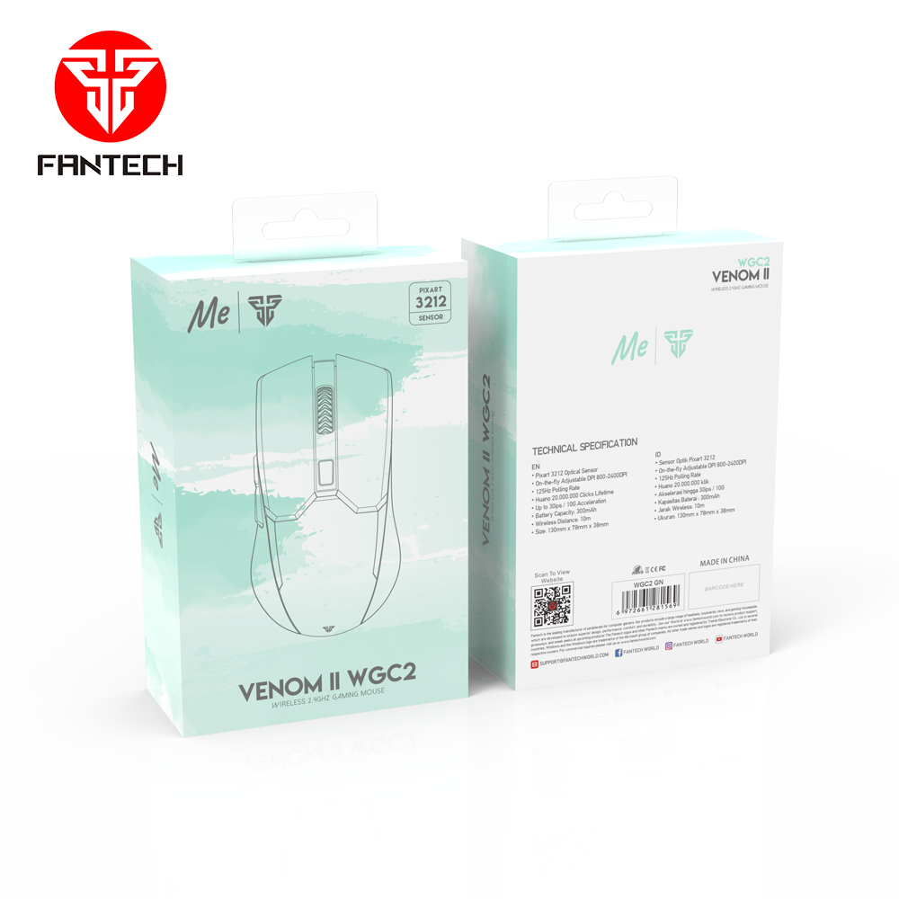 Fantech VENOM II WGC2 Wireless Gaming Mouse (Mint)