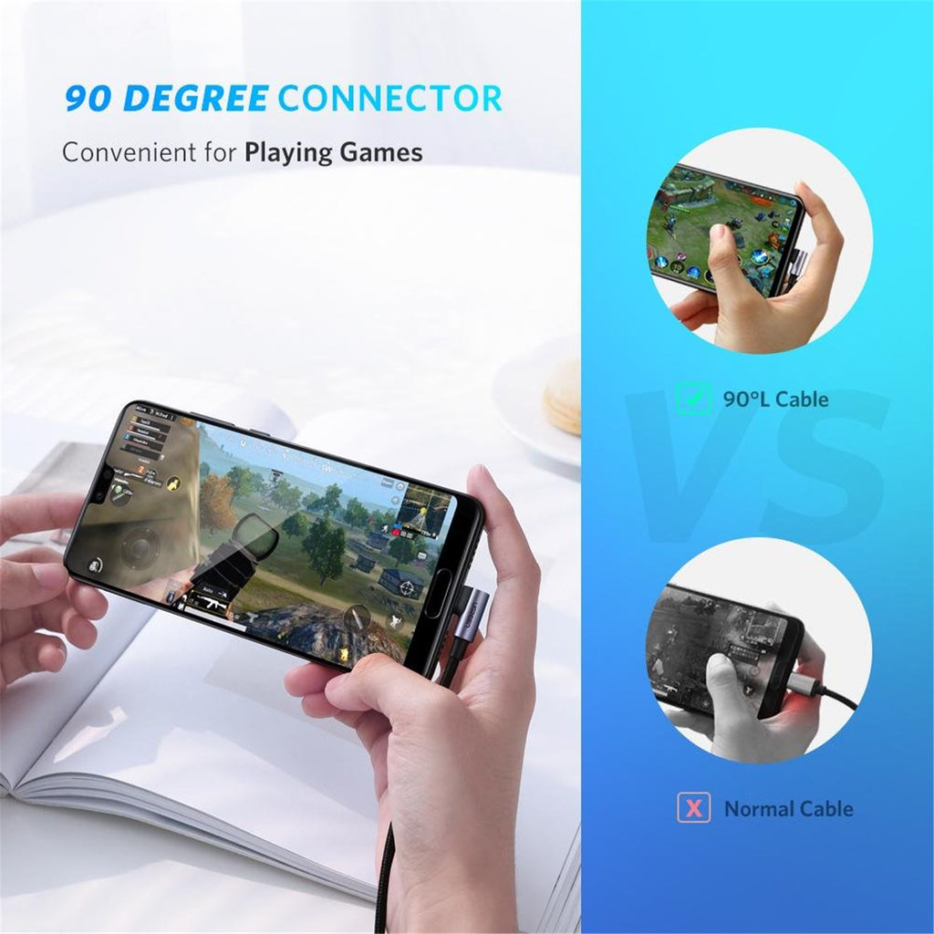 Ugreen 1m 90 Degree Angle USB-C to USB-C 60W Braided Cable
