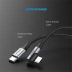 Ugreen 1m 90 Degree Angle USB-C to USB-C 60W Braided Cable