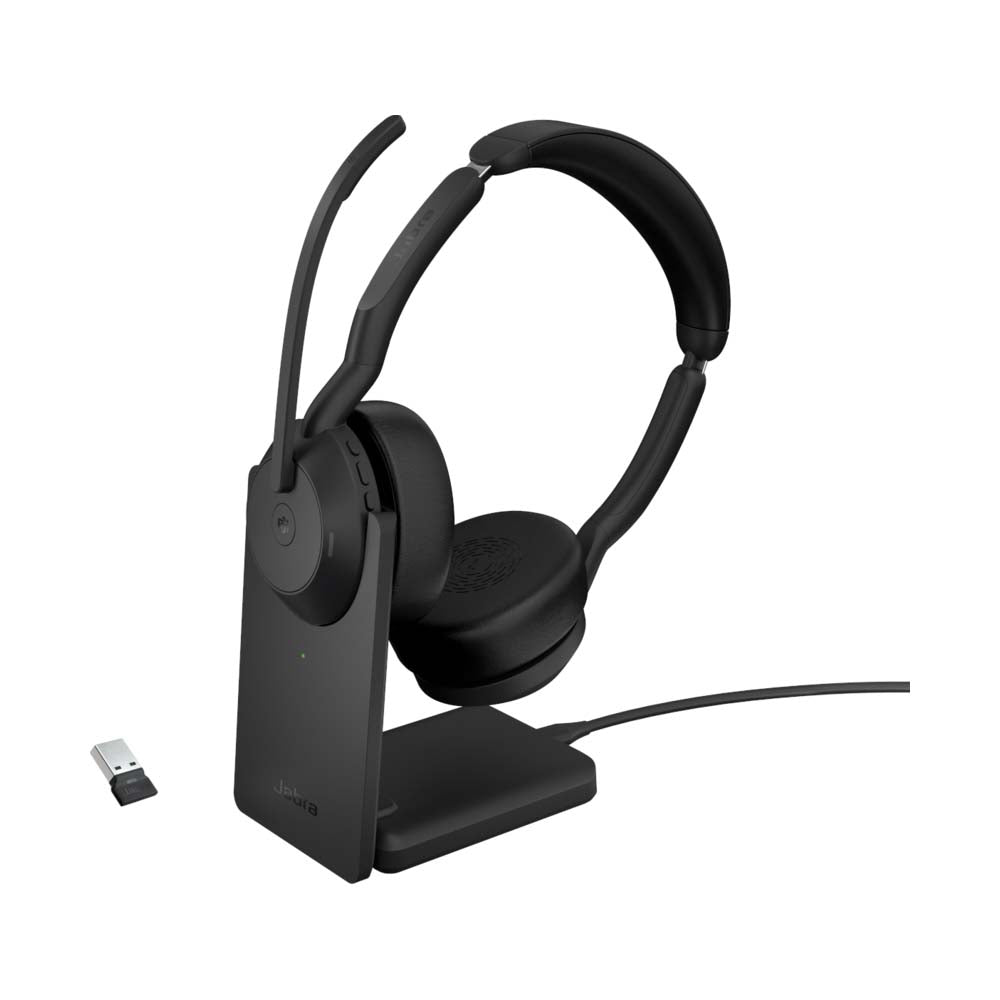 Jabra Evolve2 55 MS USB-A Stereo Bluetooth Headset with Charging Stand