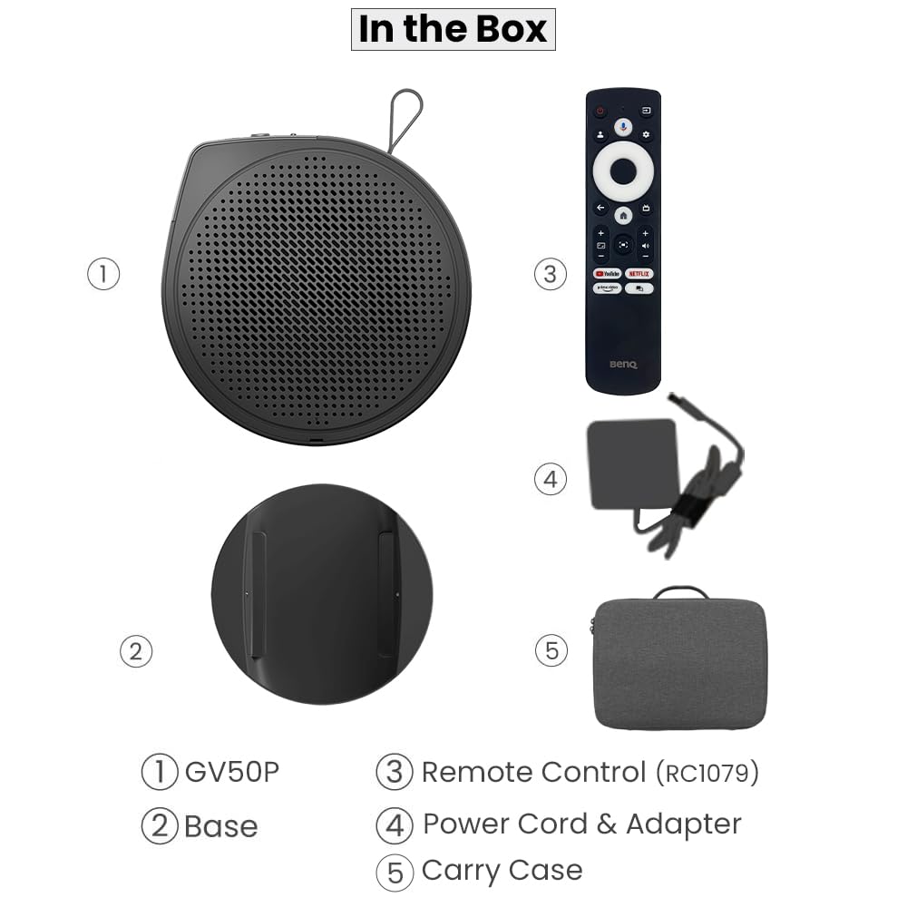 BenQ GV50P FHD Portable Projector with Built-In Google TV