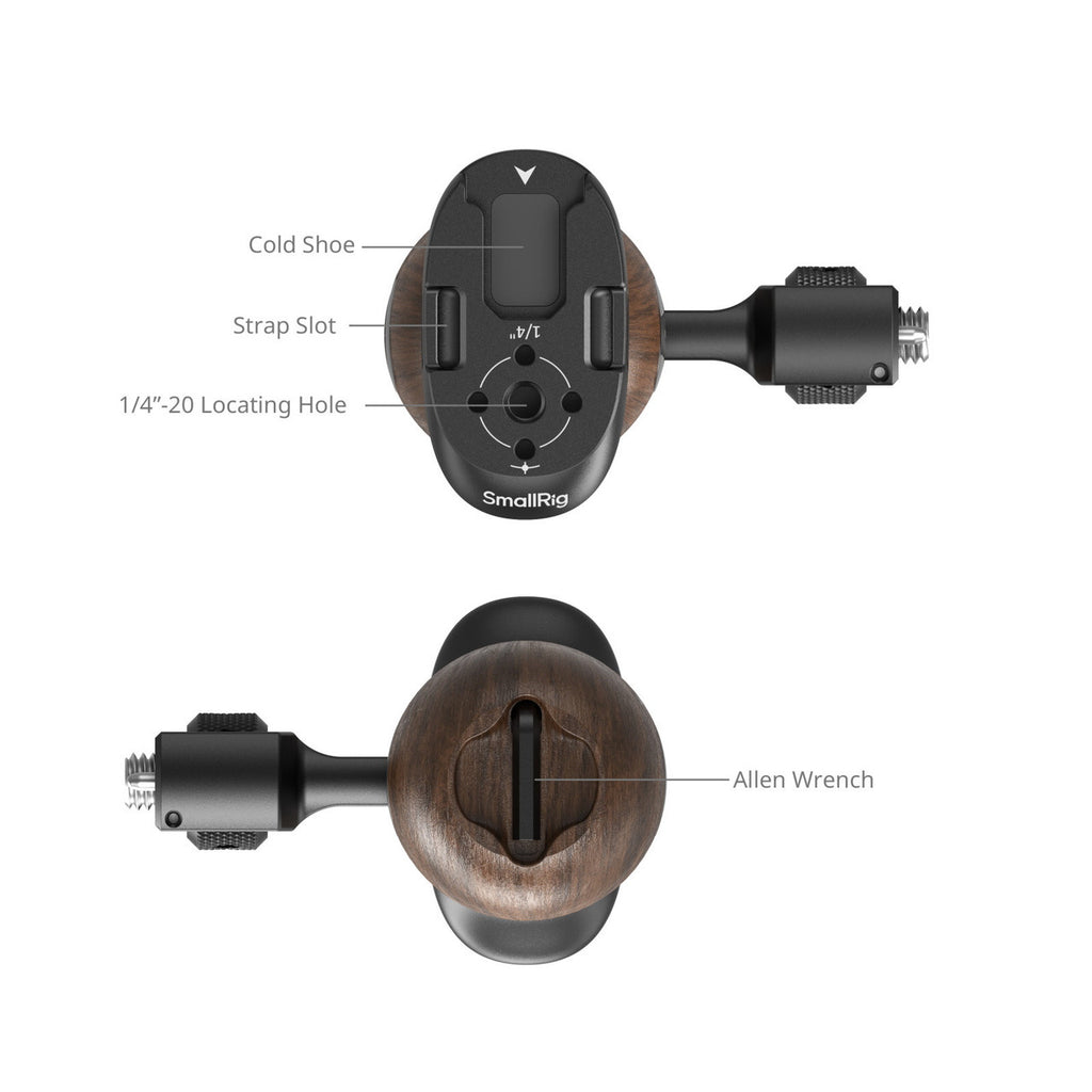 SmallRig Wooden Side Handle with Two-in-One Locating Screw 5238