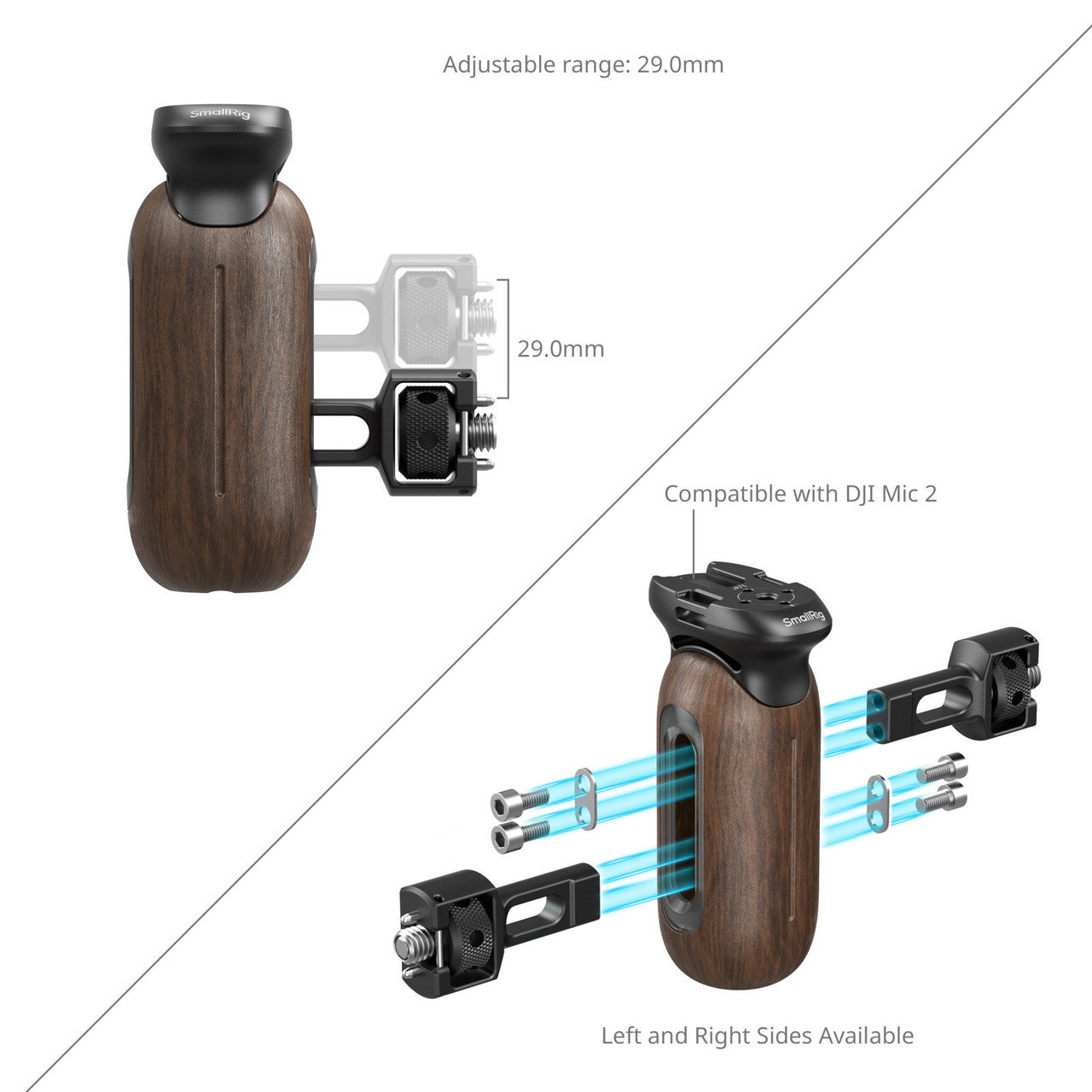 SmallRig Wooden Side Handle with Two-in-One Locating Screw 5238