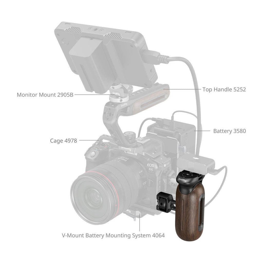 SmallRig Wooden Side Handle with Two-in-One Locating Screw 5238