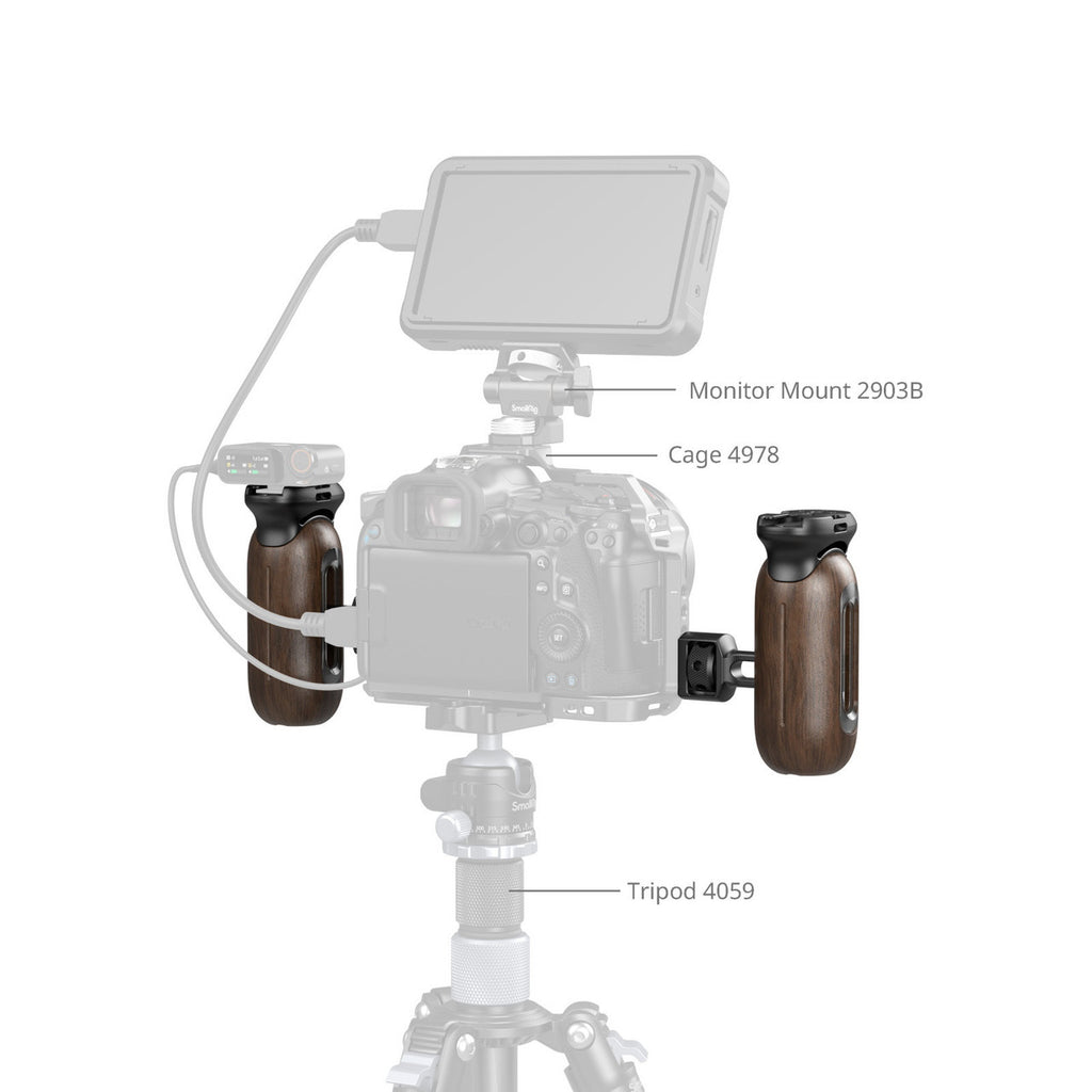 SmallRig Wooden Side Handle with Two-in-One Locating Screw 5238