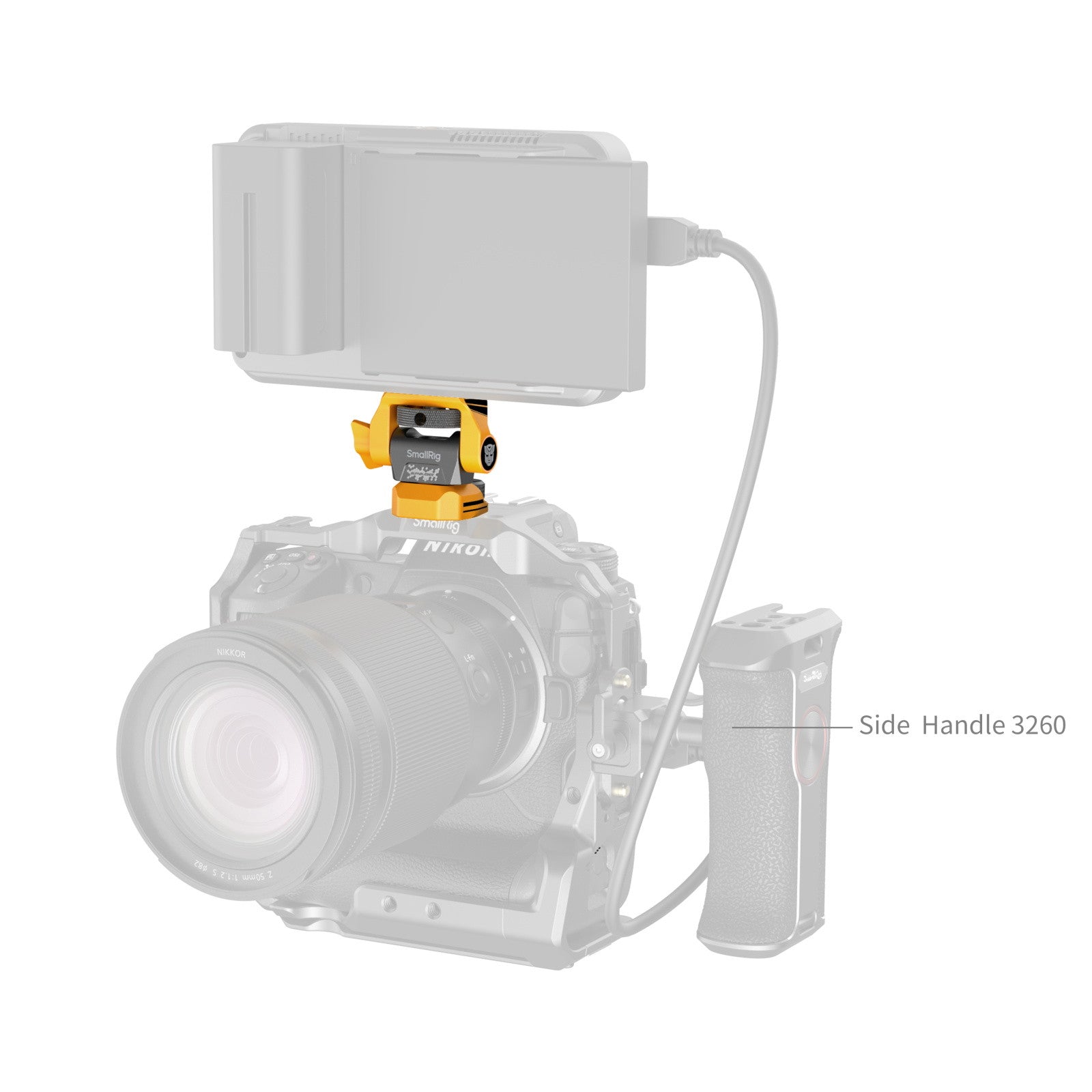 SmallRig Adjustable Monitor Support Compatible with ARRI 3/8''-16 Screws (BumbleBee