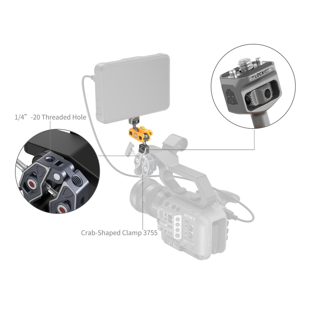 SmallRig Magic Arm Support with Dual Ball Heads (1/4-20 Screws) (BumbleBee Edition) 